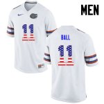 Men's Florida Gators #11 Neiron Ball NCAA Nike White USA Flag Fashion Authentic Stitched College Football Jersey KWD8562BG